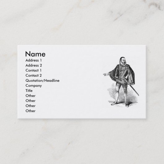 Carte de visite élisabéthain de vêtements (Devant)