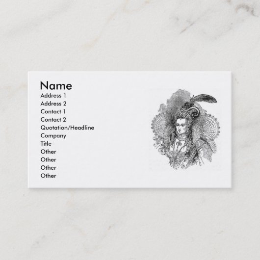 Carte de visite élisabéthain de vêtements (Devant)