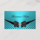Carte De Visite Elite Business Turquoise Bleu Pois Cravate Bow (Devant)