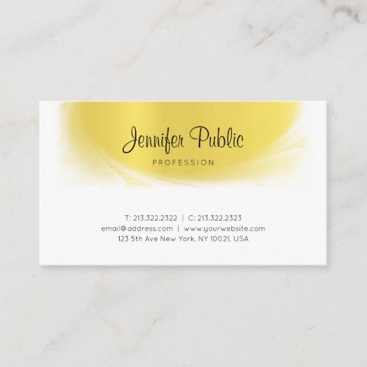 Carte De Visite Élite de luxe moderne calligraphié tendance doré (Devant)