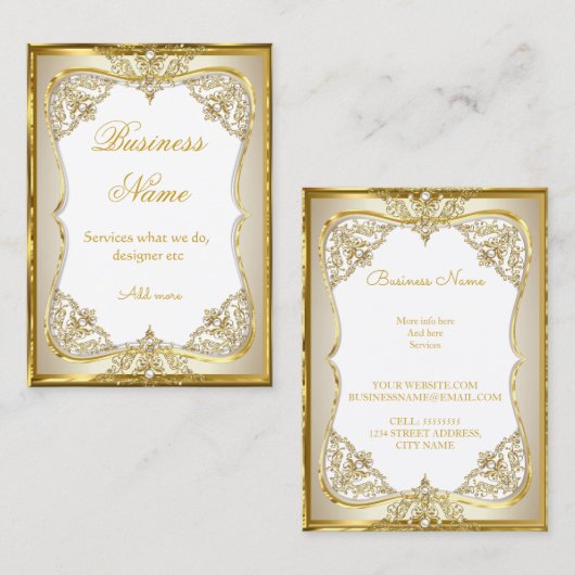 Carte De Visite Elite Gold Blanc crème crème perle (Devant / Derrière)