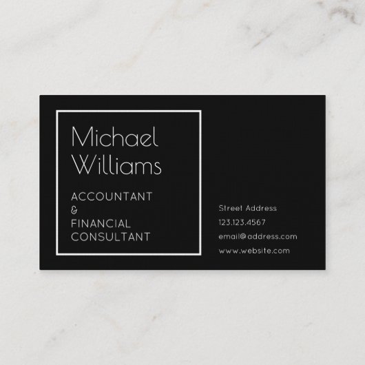 Carte De Visite Élite minimale moderne de noir d'élégance (Dos)