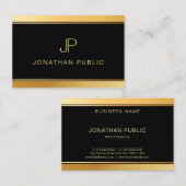 Carte De Visite Élite moderne d'or de monogramme de charme noir de (Devant / Derrière)