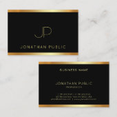 Carte De Visite Élite moderne d'or de monogramme de modèle de luxe (Devant / Derrière)