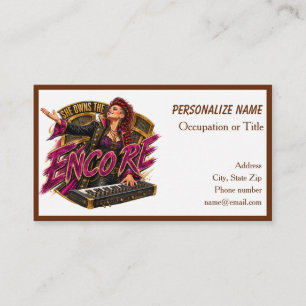 Carte De Visite Elle Possède la Joueuse de Clavier Rock Encore