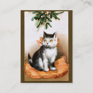 Carte De Visite Ellen H. Clapsaddle : Chat sous le gui