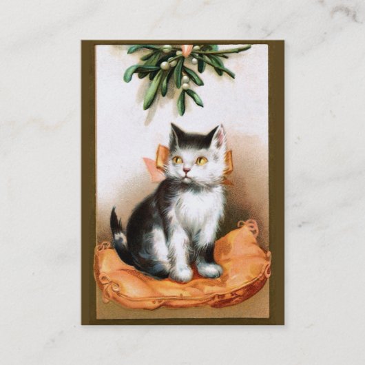 Carte De Visite Ellen H. Clapsaddle : Chat sous le gui (Devant)