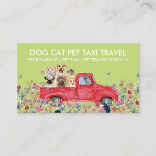 Carte De Visite Embarquement Fleurs de Camion Chiens verts Chats A