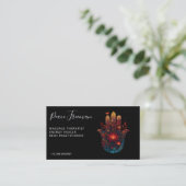 Carte De Visite Ember Lotus | Conception de la main Hamsa (Debout devant)