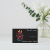 Carte De Visite Ember Lotus | Conception de la main Hamsa (Debout devant)