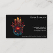 Carte De Visite Ember Lotus | Conception de la main Hamsa (Devant)