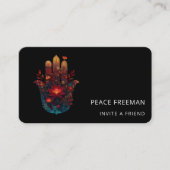 Carte De Visite Ember Lotus | Conception de la main Hamsa (Devant)