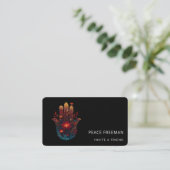 Carte De Visite Ember Lotus | Conception de la main Hamsa (Debout devant)