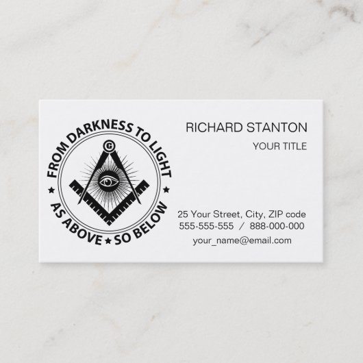 Carte De Visite emblème de la franc-maçonnerie (Devant)