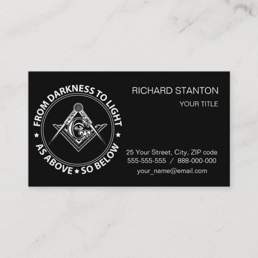 Carte De Visite emblème de la franc-maçonnerie (Devant)