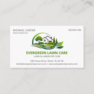 Carte De Visite Emblème de paysage de maison verte élégante minima