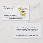 CARTE DE VISITE EMBLÈME MAÇONNIQUE/SHRINERS (Devant / Derrière)