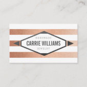 Carte De Visite EMBLÉME MINIMAL rayé simple rose tribal or (Devant)