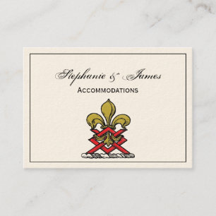 Carte De Visite Emblème Preppy Gold Red Heraldic Crest Fleur de Li