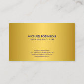 Carte De Visite Emblème royal d'or luxueux | Initiale en bleu (Dos)