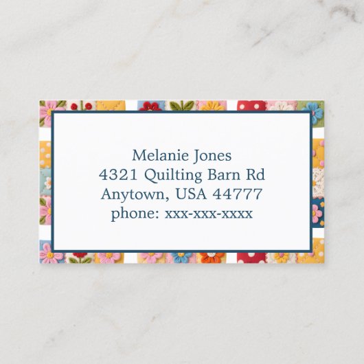 Carte De Visite Embroidered Flower Patchwork Quilt (Dos)