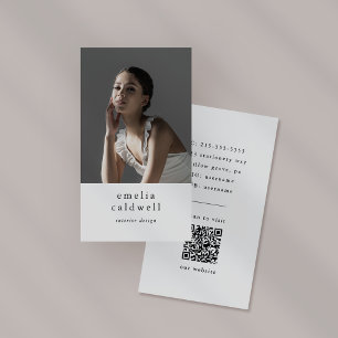 Carte De Visite EMELIA Blanc Noir Rustique Simple Moderne Boho Pho