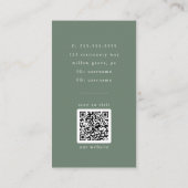 Carte De Visite EMELIA Sage Green Boho Rustique Simple Photo Moder (Dos)