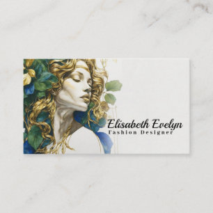 Carte De Visite Emerald Dreams en bleu et or : Silhouetté Woman