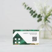 Carte De Visite Emerald Gold Elegant Real Estate Agents (Debout devant)