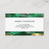 Carte De Visite Emerald Gold Elegant Real Estate Agents (Dos)