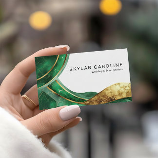Carte De Visite Emerald Gold Wedding and Event Stylists