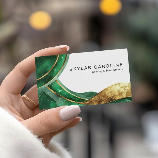 Carte De Visite Emerald Gold Wedding and Event Stylists