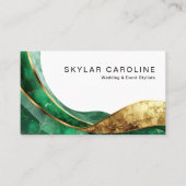Carte De Visite Emerald Gold Wedding and Event Stylists (Devant)