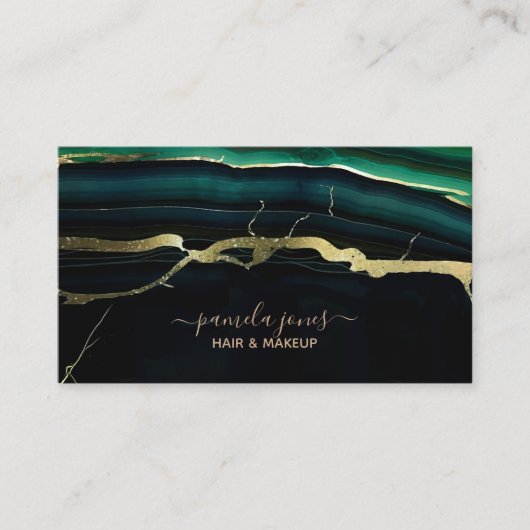 Carte De Visite Emerald Green Agate Gold Parties scintillant Scrip (Devant)