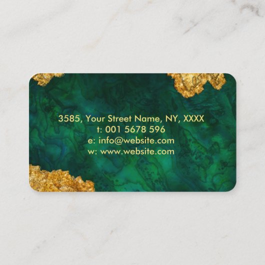 Carte De Visite Emerald Green and gold Abstract (Dos)