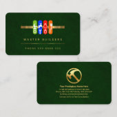 Carte De Visite Emerald Green Elegance Gold Handyman Tools (Devant / Derrière)