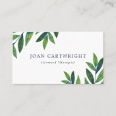 Carte De Visite Emerald Green Feuilles - Thérapiste (Devant)
