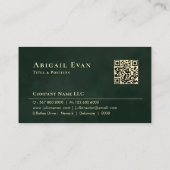 Carte De Visite Emerald Green Gold Feather Logo Notary Service (Dos)
