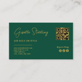 Carte De Visite Emerald Green Gold Logo QR Code Company (Devant)