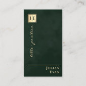 Carte De Visite Emerald Green & Gold Scannable QR Code Monogramme (Devant)
