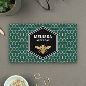 Carte De Visite Emerald Green Honeycomb Gold Foil Honey Bee
