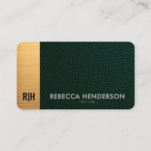 Carte de visite Emerald Green Leather & Gold Luxe (Devant)
