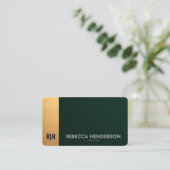 Carte de visite Emerald Green Leather & Gold Luxe (Debout devant)