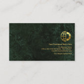 Carte De Visite Emerald Green Marble Grunge Gold Stripe Corporate (Dos)