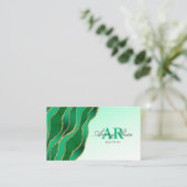 Carte De Visite Emerald Green Marbre Or Agate Beauté (Debout devant)