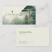 Carte De Visite Emerald Green Misty Forest Serene Landscape (Devant / Derrière)