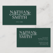 Carte De Visite Emerald Green Moderne tendance Élégant (Devant / Derrière)