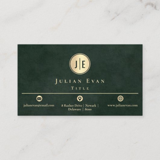 Carte De Visite Emerald Green Monogram Modern Scannable Qr Code (Devant)
