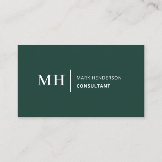 Carte De Visite Emerald Green Monogram tendance Élégant moderne (Devant)