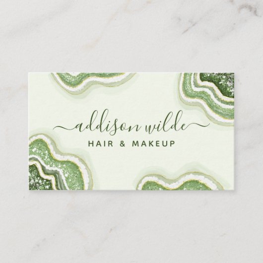 Carte De Visite Emerald Green Parties scintillant Agate Geode Luxe (Devant)